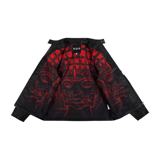 10,000 Days Red Lined Banded Faux Leather Jacket