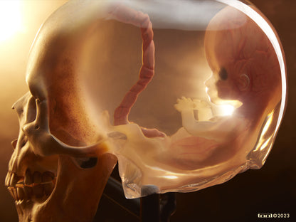 Fetus in Skull Life-Size Sculpture