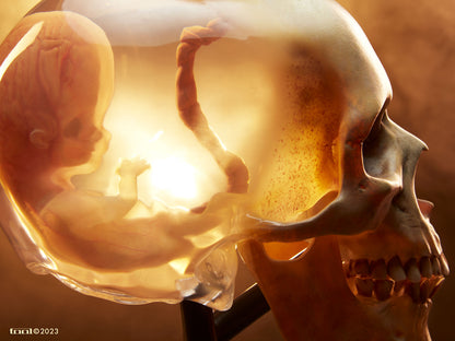 Fetus in Skull Life-Size Sculpture