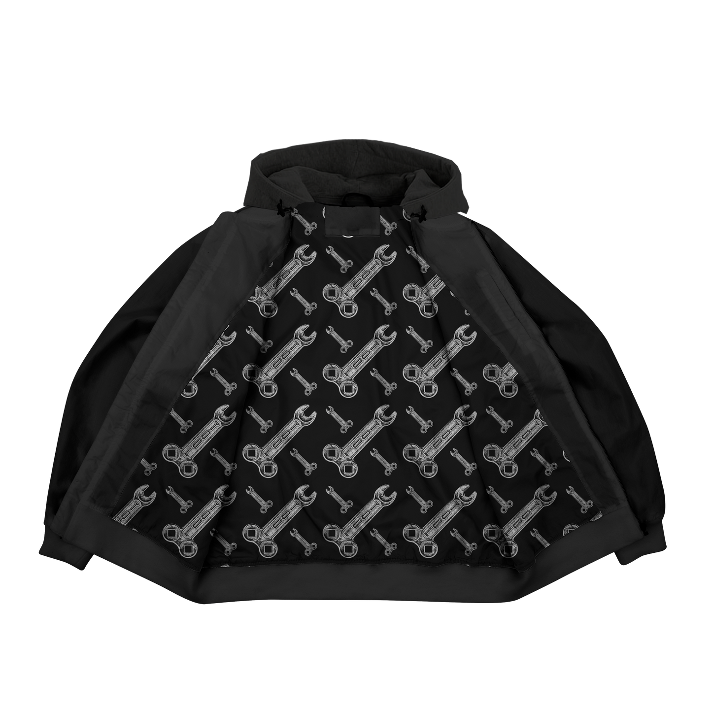 Tool Wrench Hooded Lined Bomber Jacket