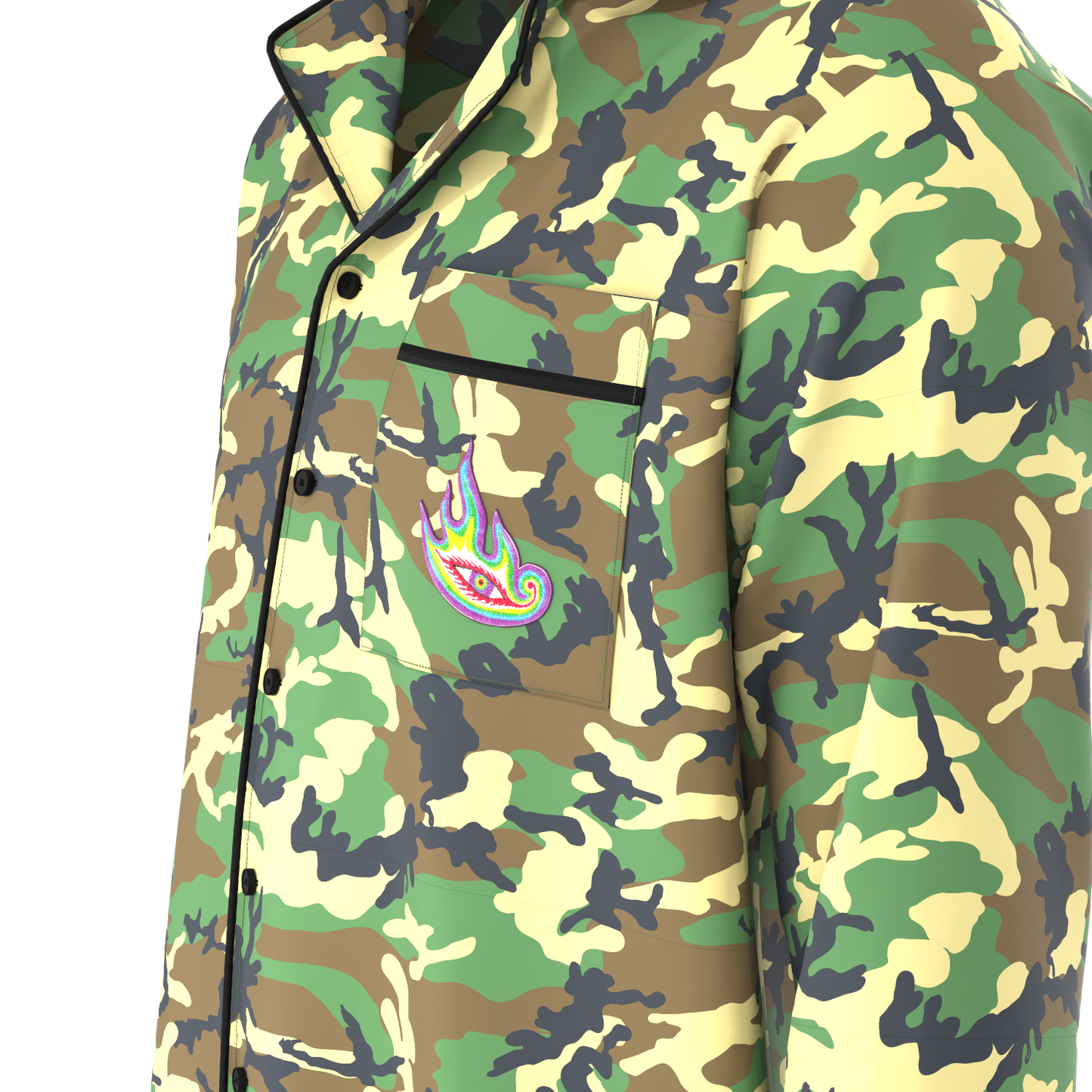 Eye Flame Green Camo Pajama Set