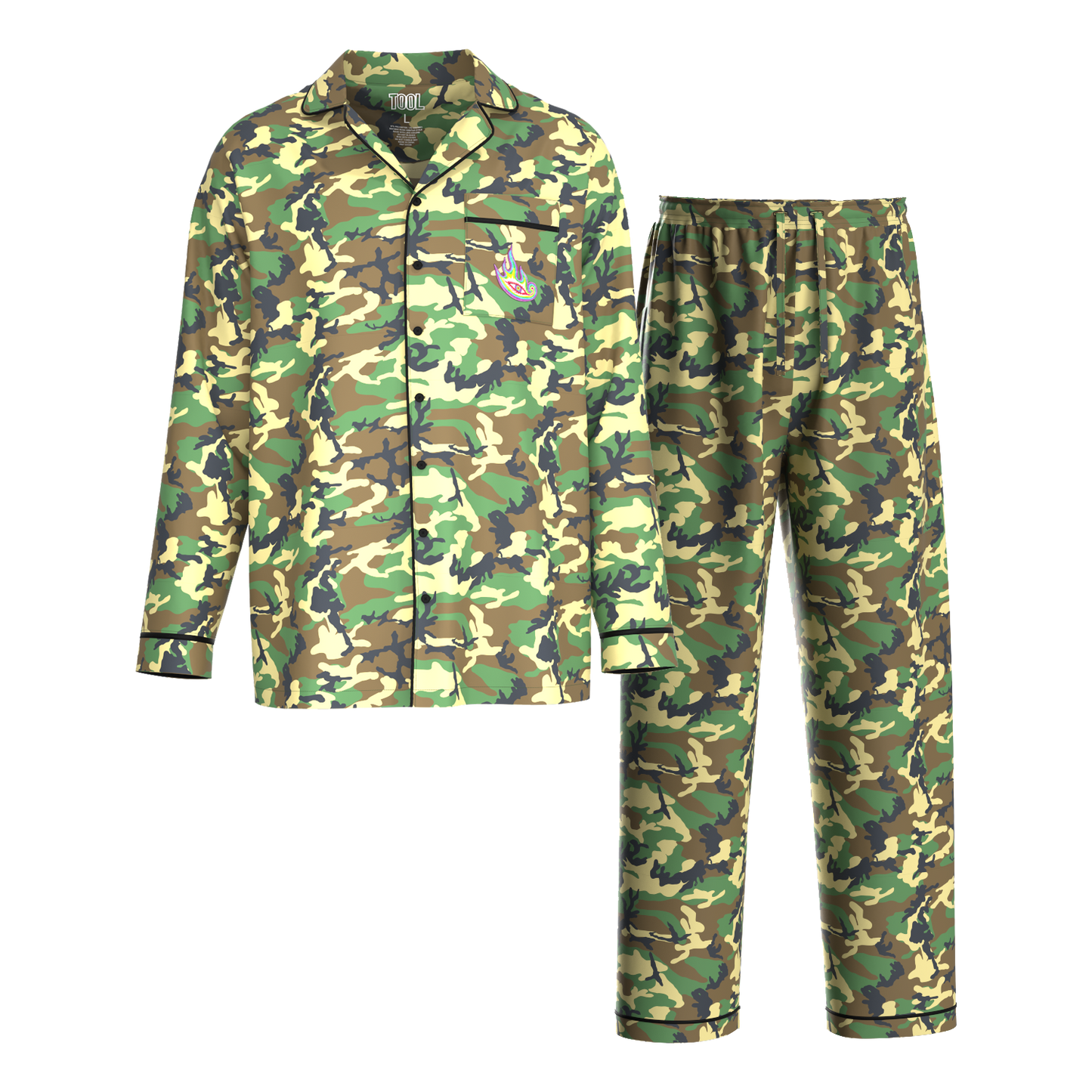 Eye Flame Green Camo Pajama Set