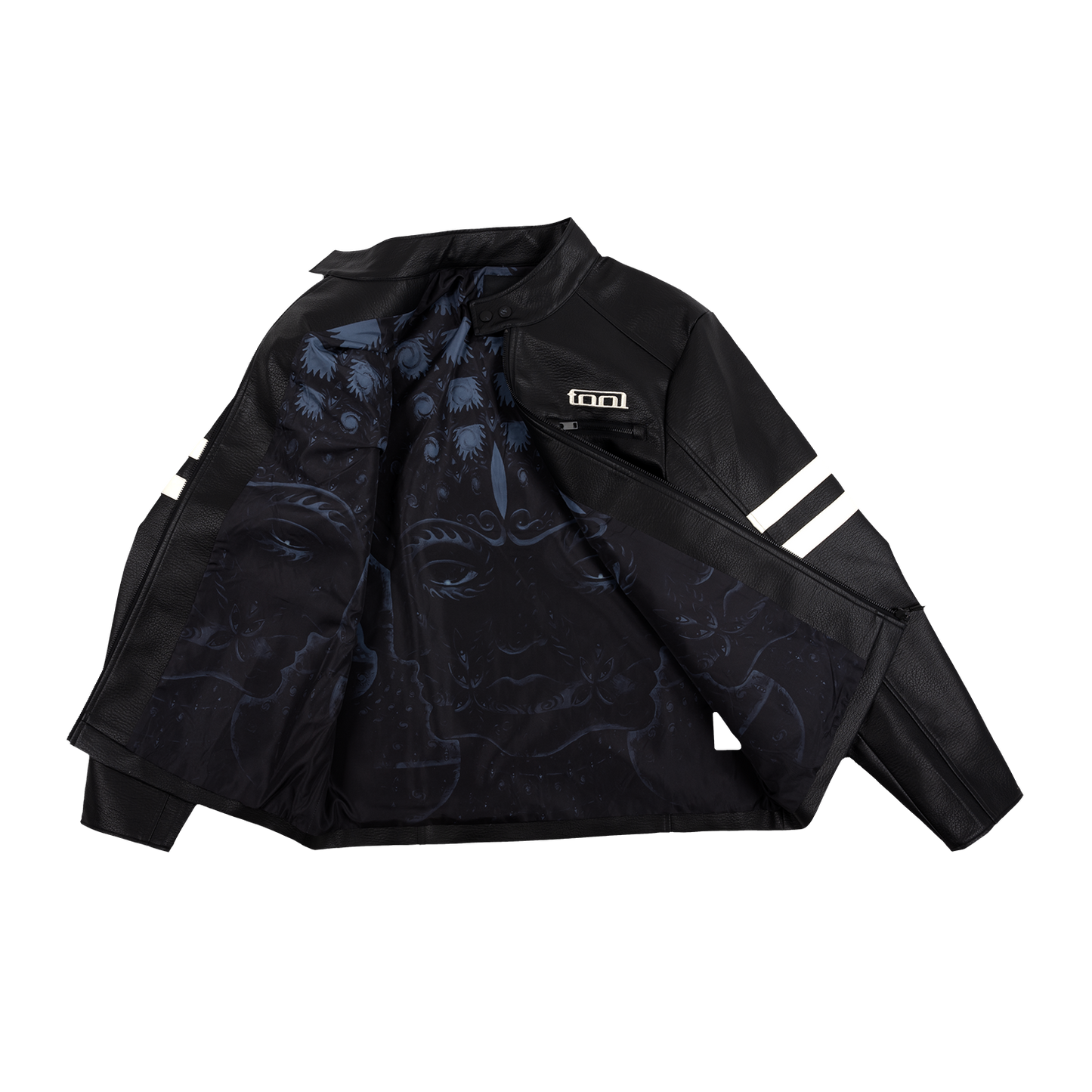 10,000 Days Blue Lined Banded Faux Leather Jacket