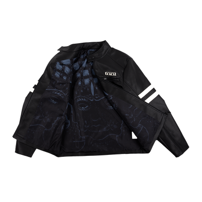 10,000 Days Blue Lined Banded Faux Leather Jacket