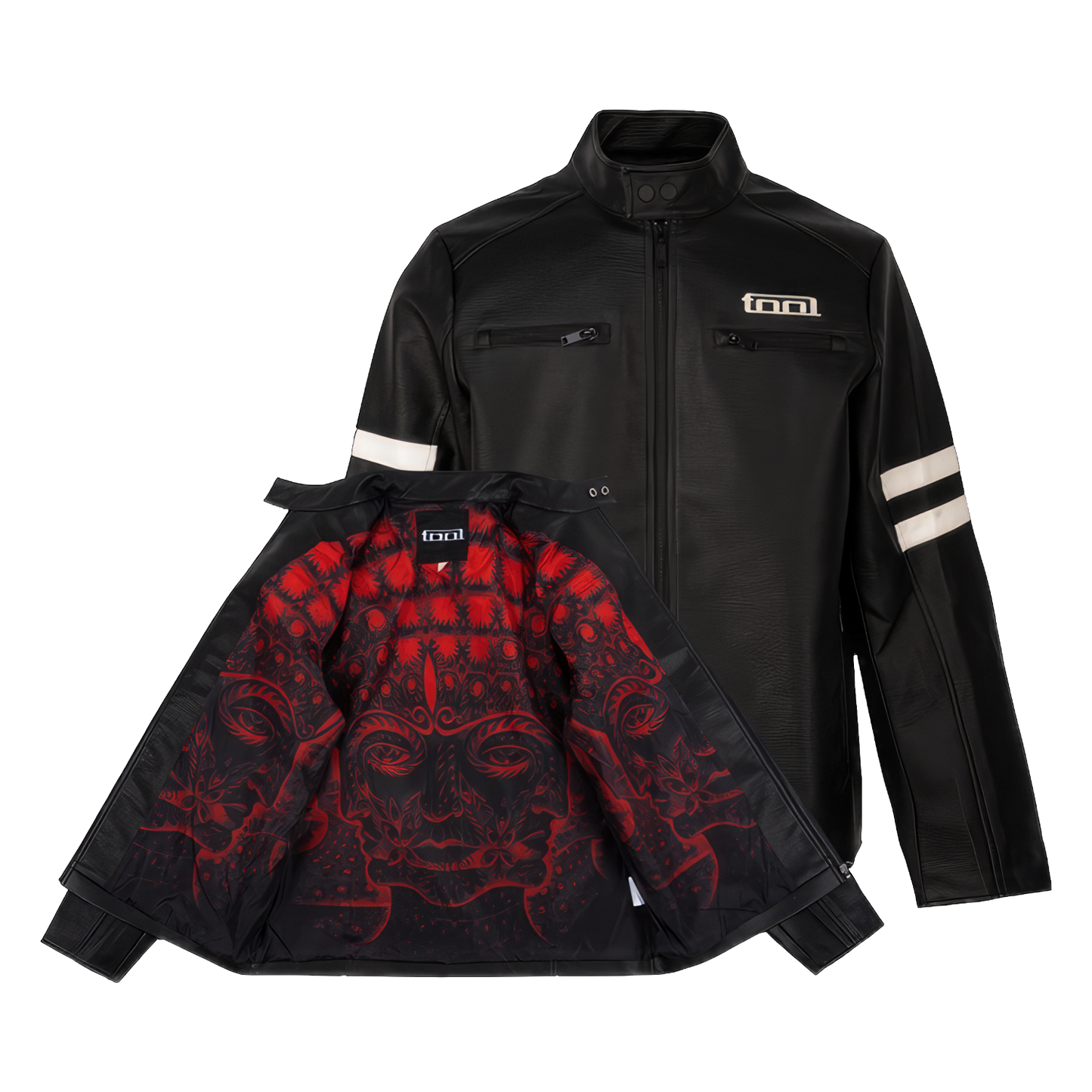 10,000 Days Red Lined Banded Faux Leather Jacket