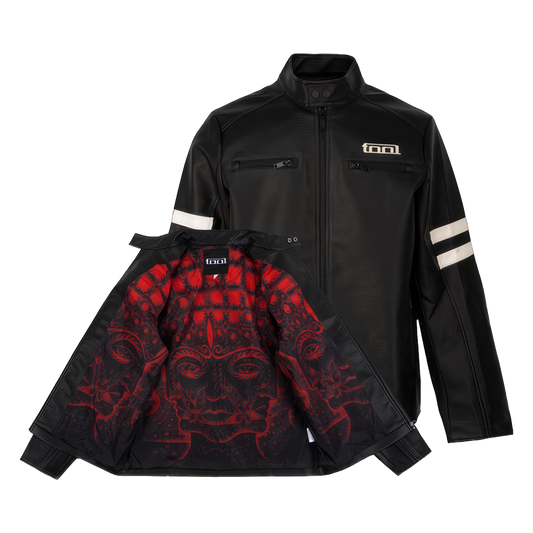 10,000 Days Red Lined Banded Faux Leather Jacket