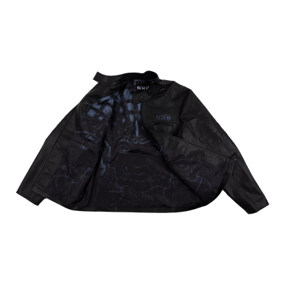 10,000 Days Blue Lined Faux Leather Jacket
