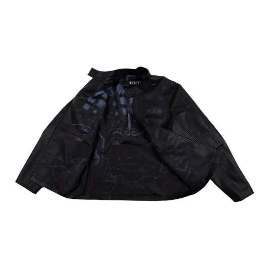 10,000 Days Blue Lined Faux Leather Jacket