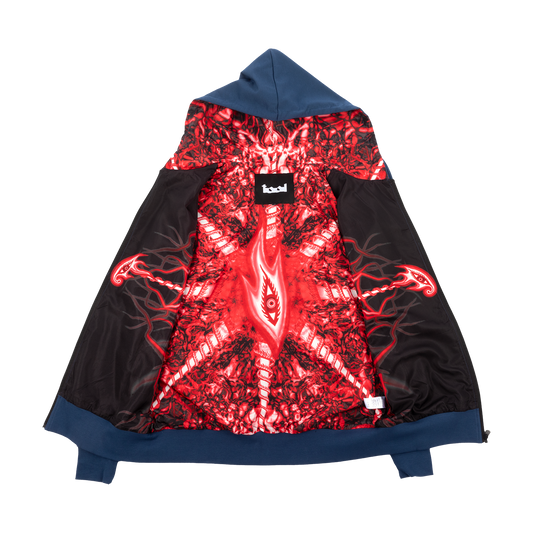 Lateralus Red Nerve Endings Lined Zip Hoodie (Black & Navy)