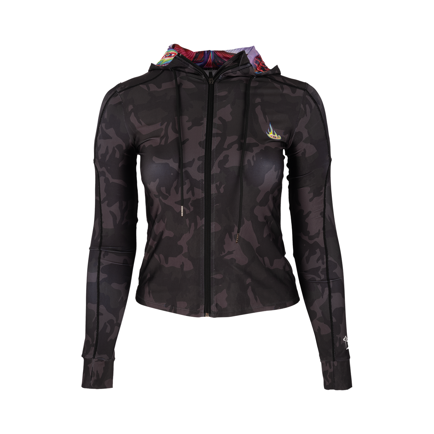 Lateralus Camo Womens Full Zip Hooded Run Top