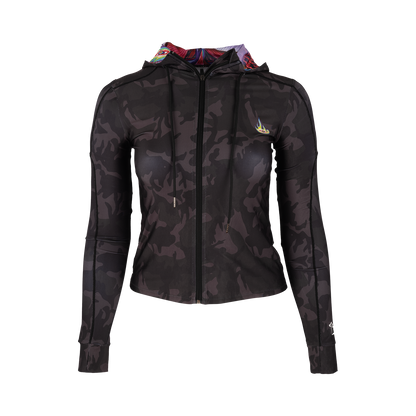 Lateralus Camo Womens Full Zip Hooded Run Top