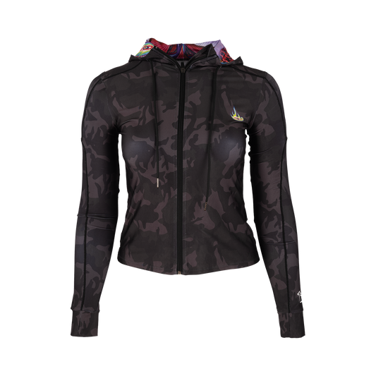 Lateralus Camo Womens Full Zip Hooded Run Top